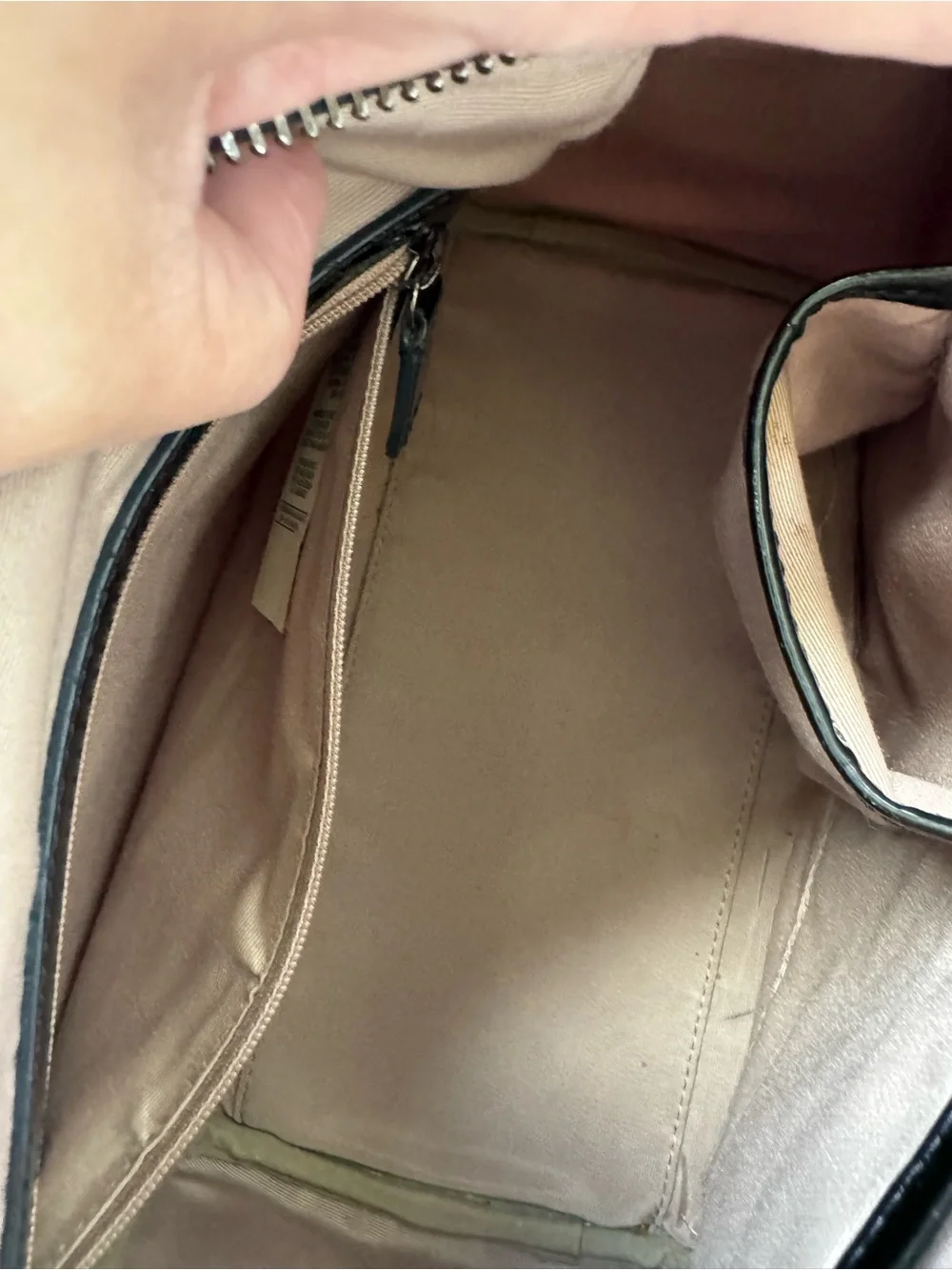 Burberry Beige Check Satchel with Black Patent Handles and Maroon Accents